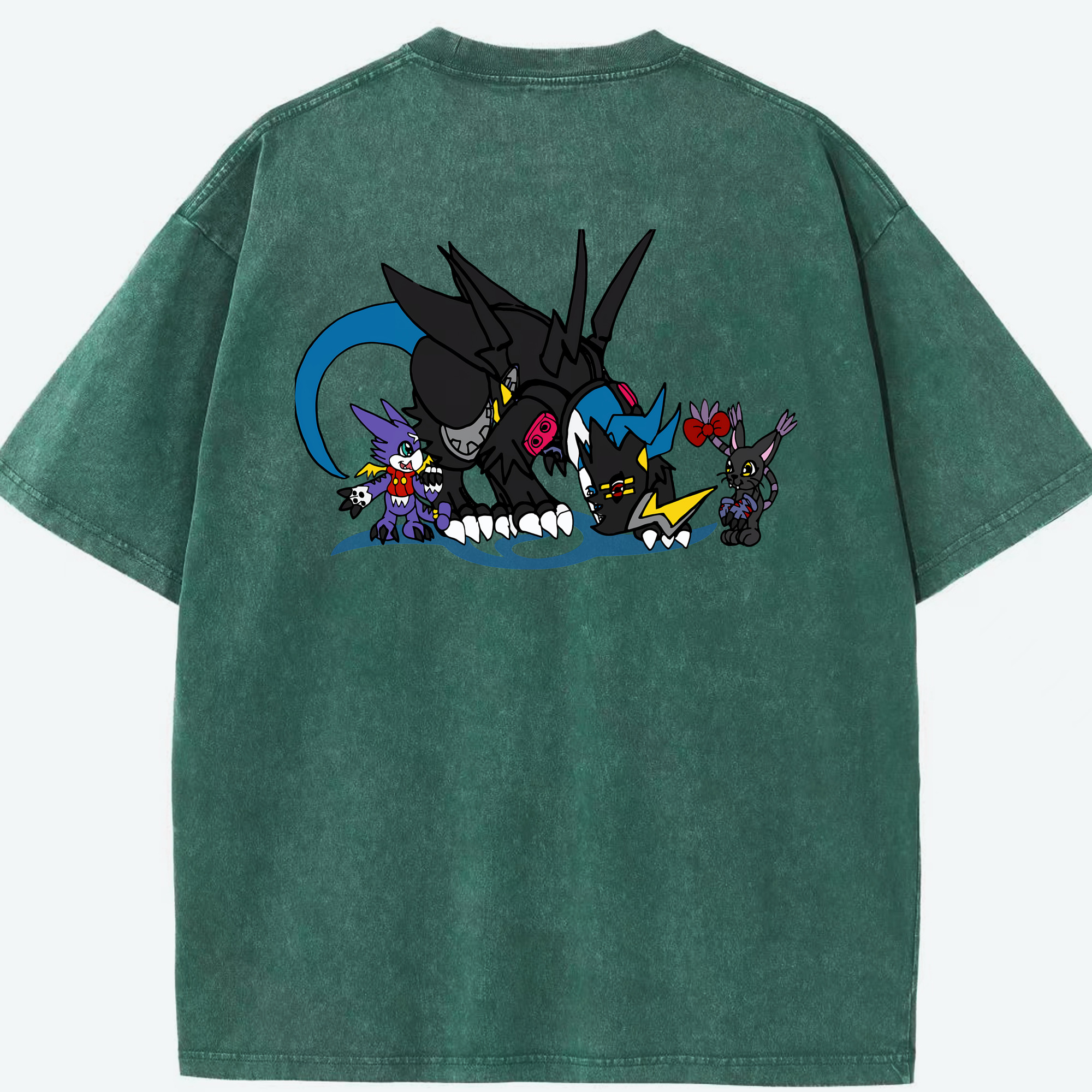 （画像用） Digimon デジタルモンスター/デジモン 綿100% ヴィンテージ風 半袖Tシャツ（背面プリント）